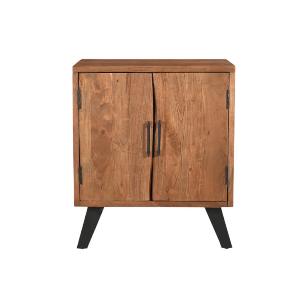30" Brown Solid Wood Square Live Edge Nightstand. Nightstands & bedside table isolated on a plain white background, in a brown wood finish.