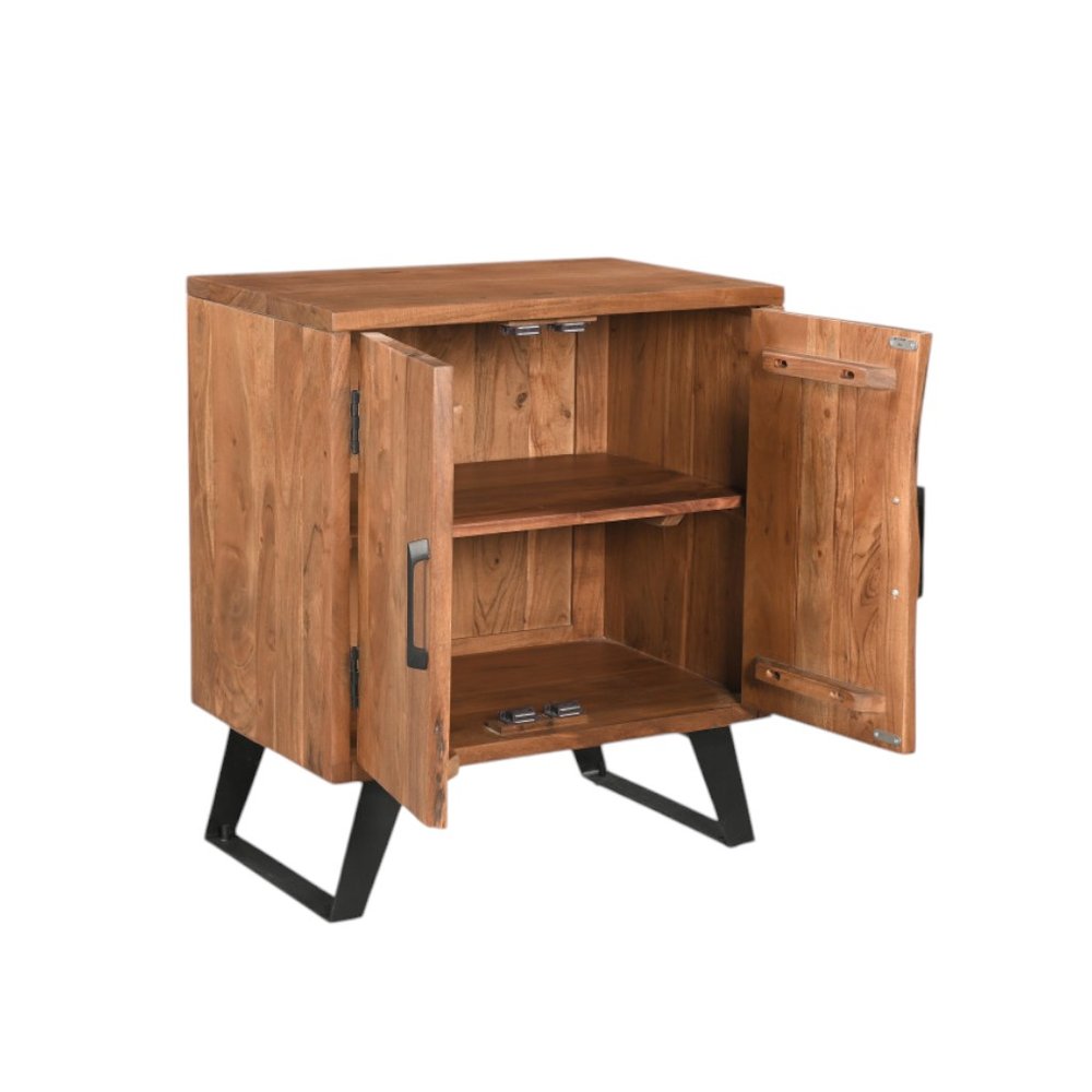 30" Brown Solid Wood Square Live Edge Nightstand. Nightstands & bedside table isolated on a plain white background, finished in brown wood.