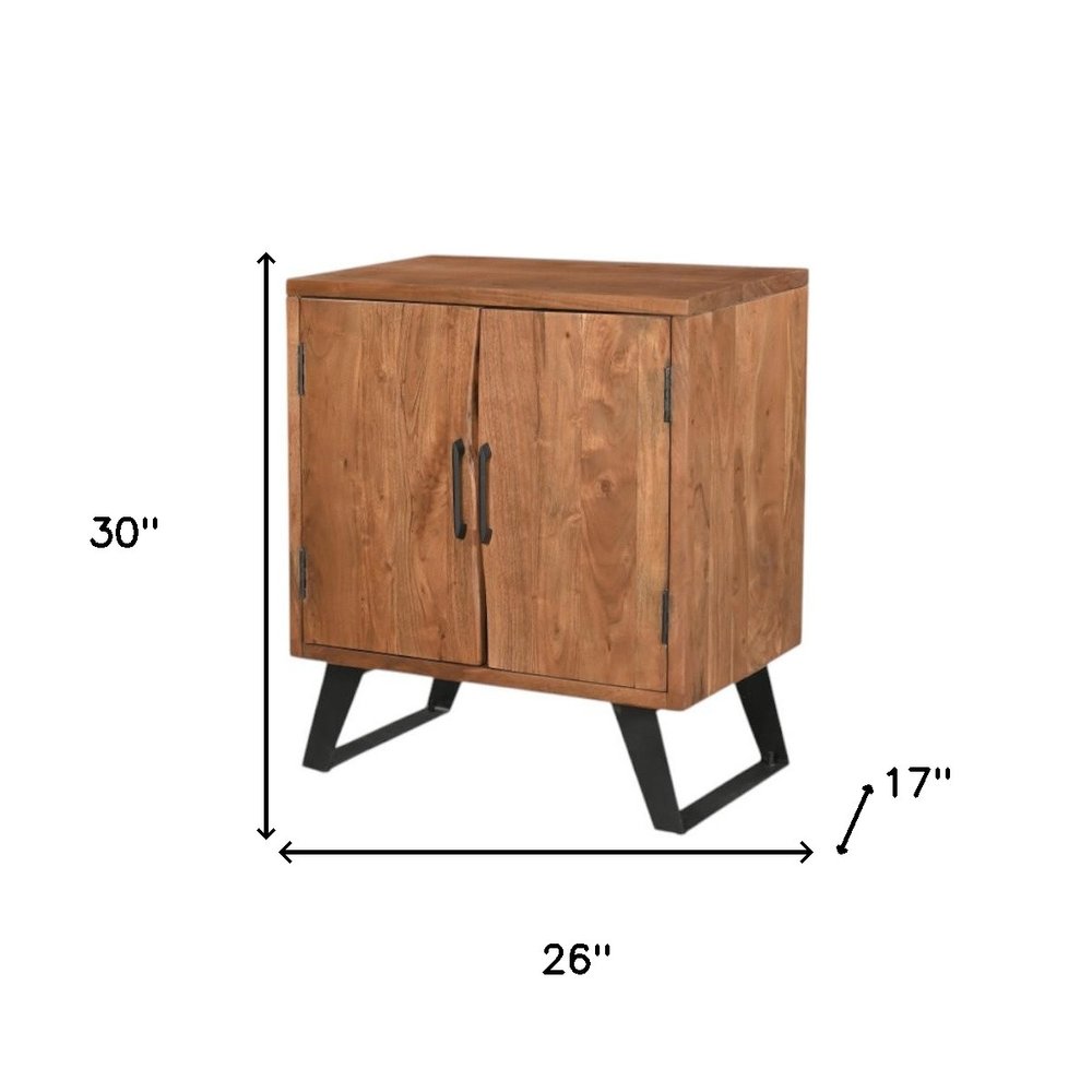 30" Brown Solid Wood Square Live Edge Nightstand. Nightstands & bedside table isolated on a plain white background, showing a brown wood surface.