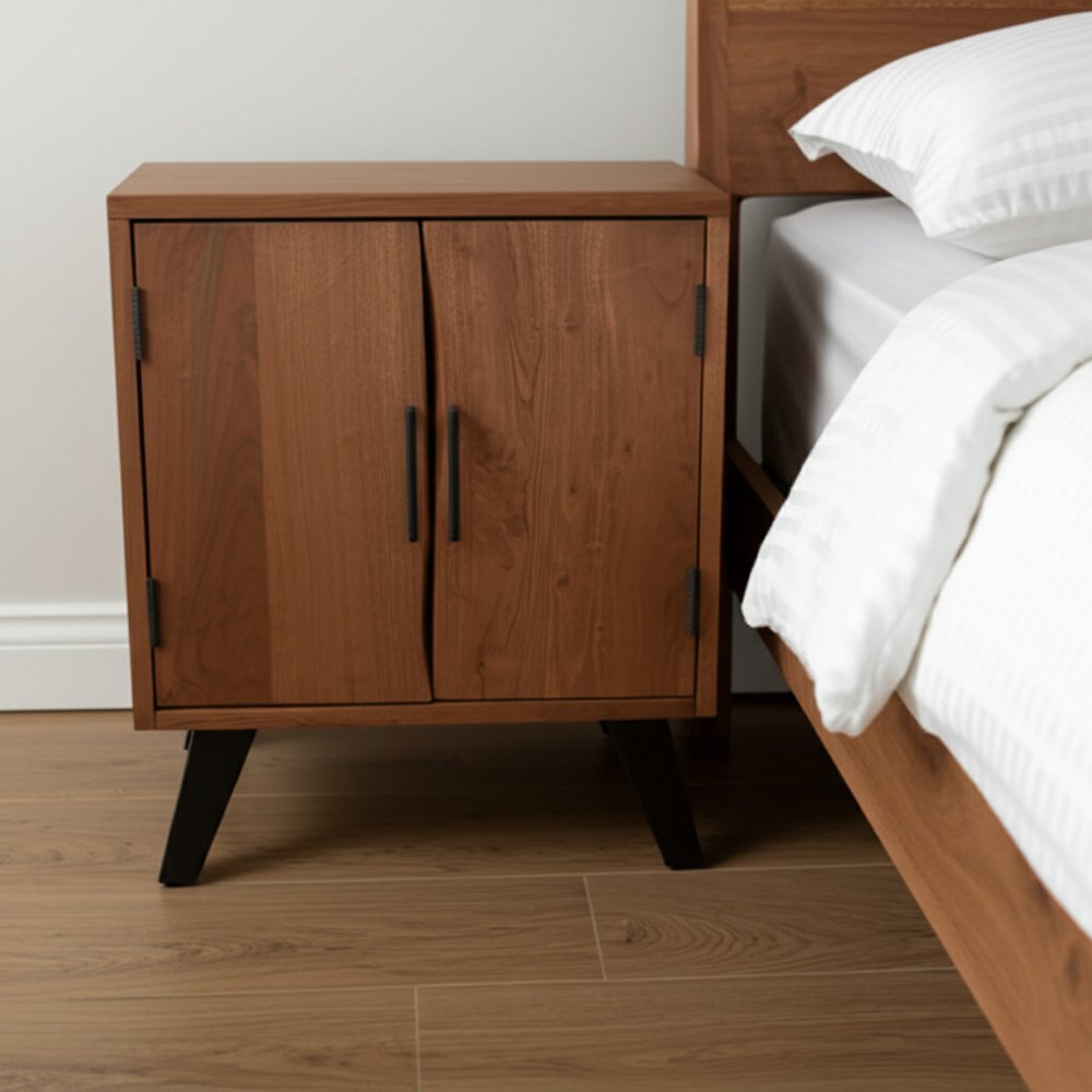 30" Brown Solid Wood Square Live Edge Nightstand. Nightstands & bedside table in brown wood.