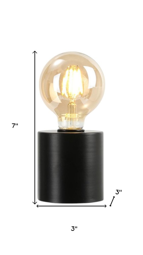 Set of Two 7" Black Cylinder Lamp Base With Cone Shades