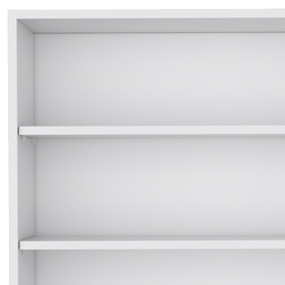 Detail view of 36" White Wood Three Tier Wall Mounted Floating Shelf, filling the frame with the white wood texture.