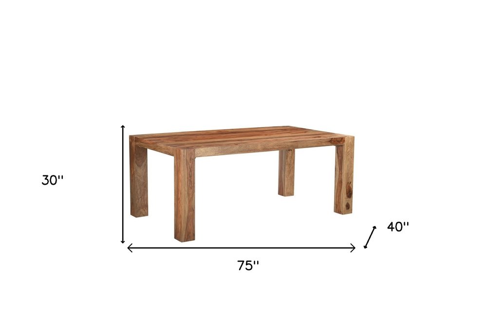 Seven Piece Brown Solid Wood Dining Set with Six Chairs - 30" H x 75" W x 40" D on a white background