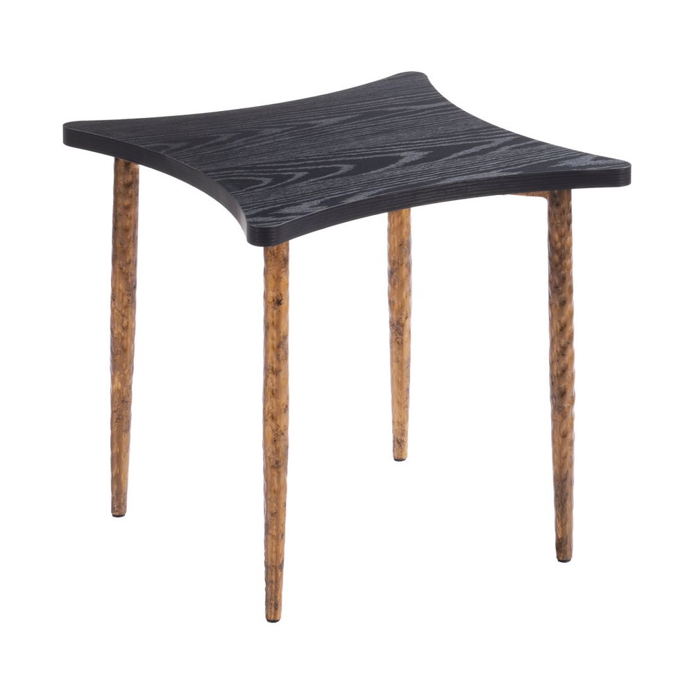 Set of Two Black and Bronze Wood and Steel Free Form Coffee And End Table on a white background