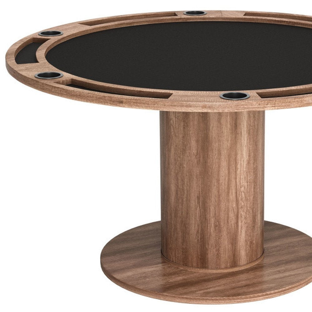 54" Natural And Black Round Convertible Game Table
