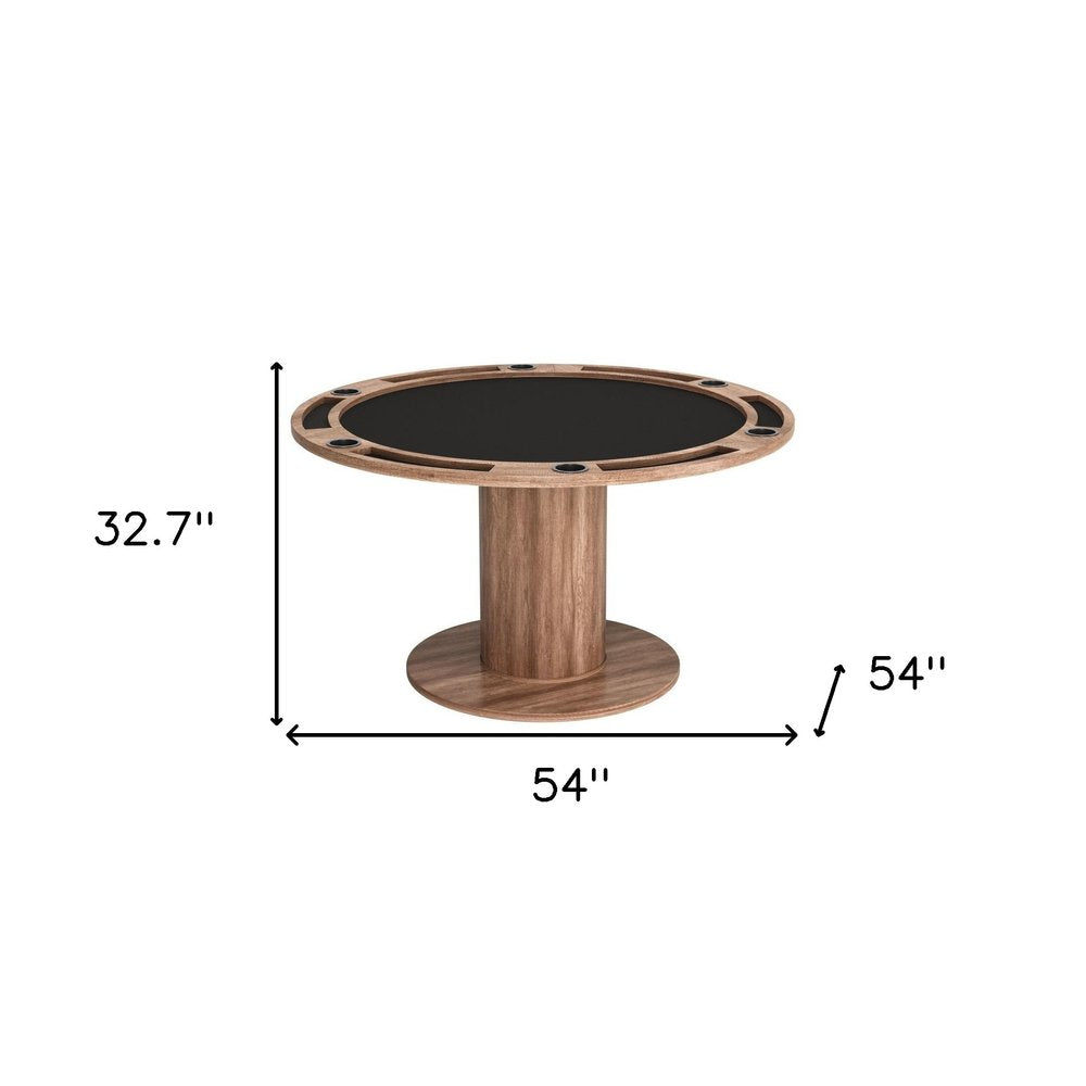 54" Natural And Black Round Convertible Game Table