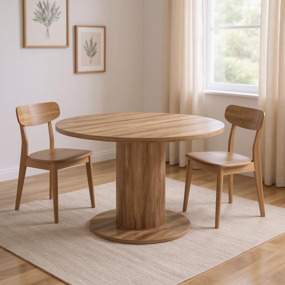 54" Natural And Black Round Convertible Game Table