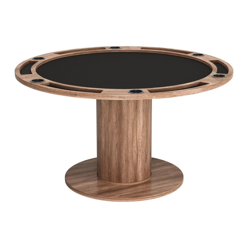 54" Natural And Black Round Convertible Game Table. Game table isolated on a plain white background, showing its black color.