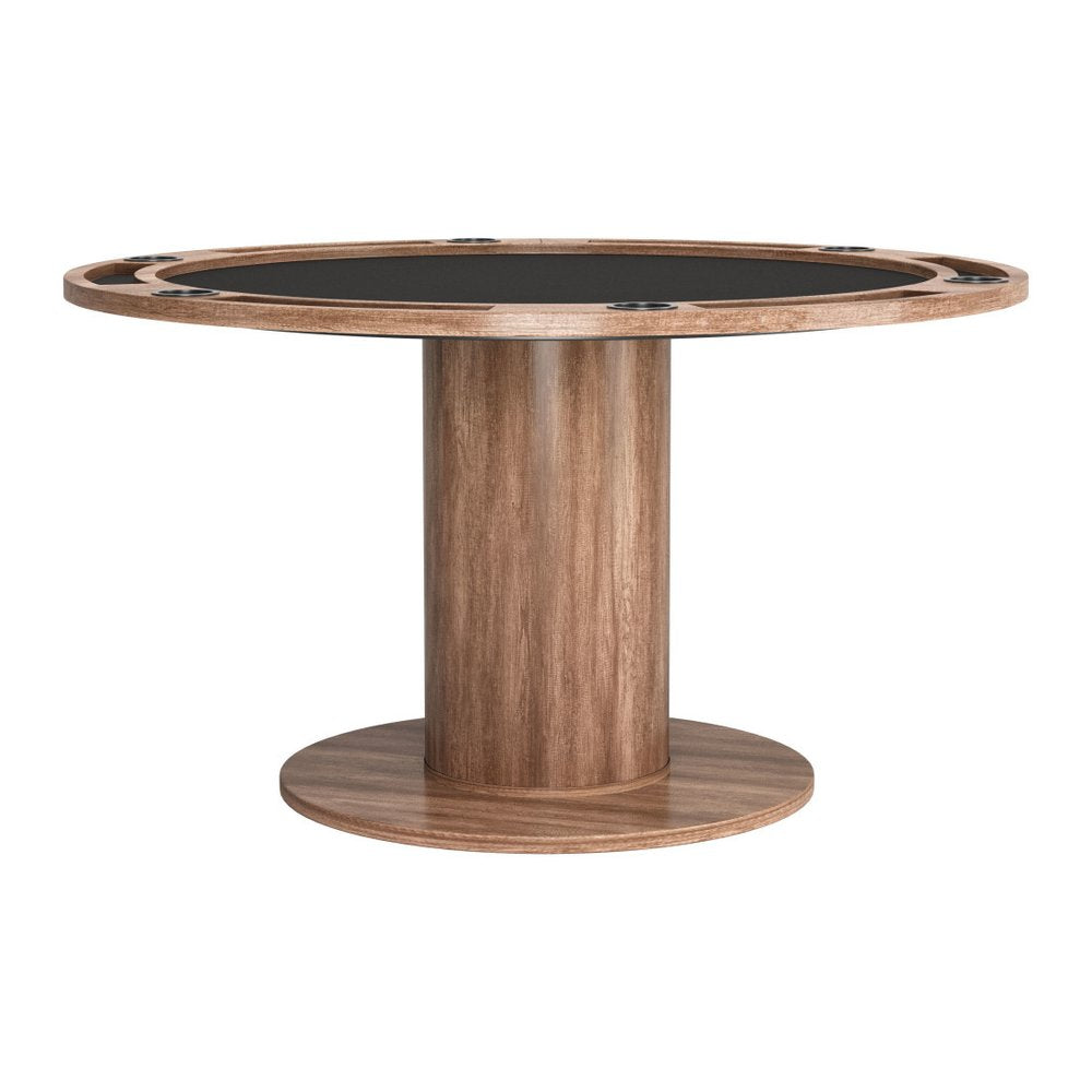 54" Natural And Black Round Convertible Game Table. Game table isolated on a plain white background, finished in black.