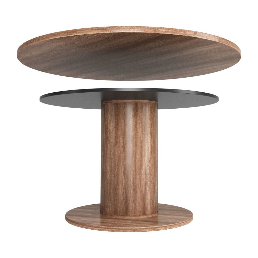 54" Natural And Black Round Convertible Game Table. Game table isolated on a plain white background, in a black finish.