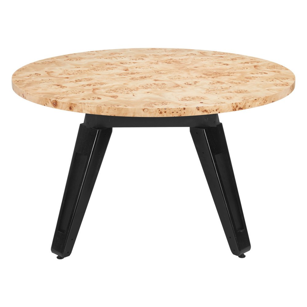 54" Natural Burl And Black Round Convertible Game Table. Game table isolated on a plain white background, showing its black color.
