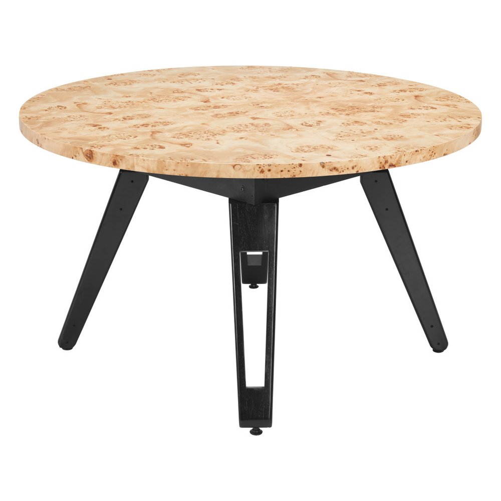 54" Natural Burl And Black Round Convertible Game Table. Game table isolated on a plain white background, showing its black color.