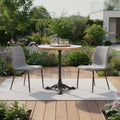 24" White And Black Wood And Aluminum Indoor Outdoor Pedestal Base Round Top Dining Table