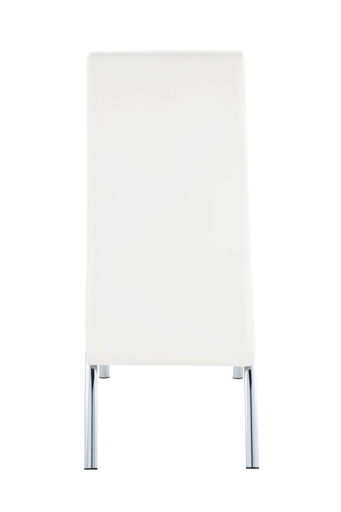 Set of Two White and Silver Faux Leather Dining Side Chairs - 38.00" H x 17.00" W x 24.00" D