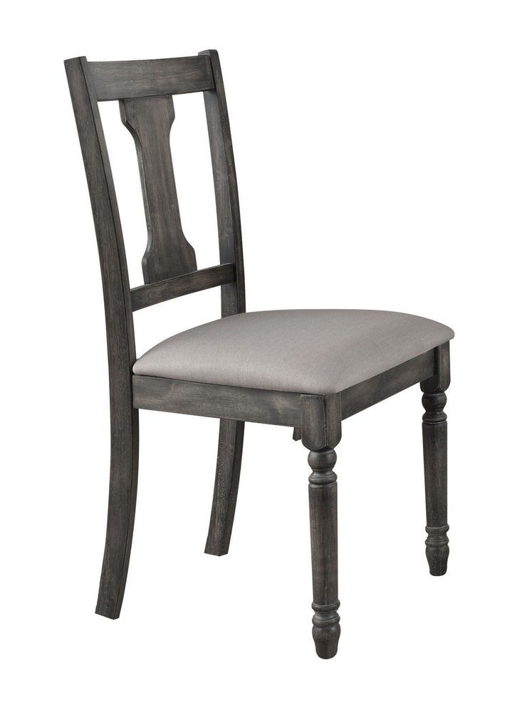Set of Two Tan and Gray Linen Open Back Dining Side Chairs