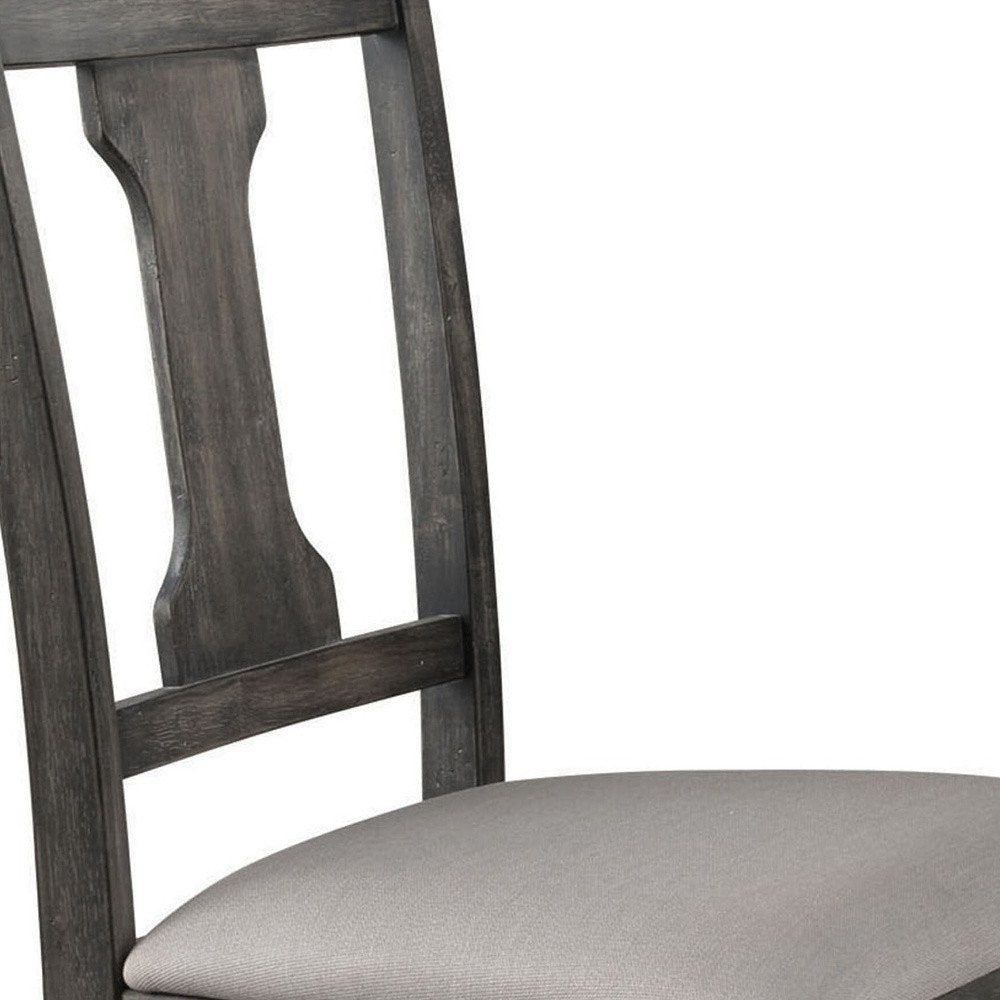 Set of Two Tan and Gray Linen Open Back Dining Side Chairs