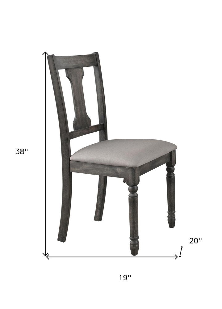 Set of Two Tan and Gray Linen Open Back Dining Side Chairs