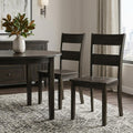 Set of Two Walnut Solid Wood Ladder Back Dining Side Chairs