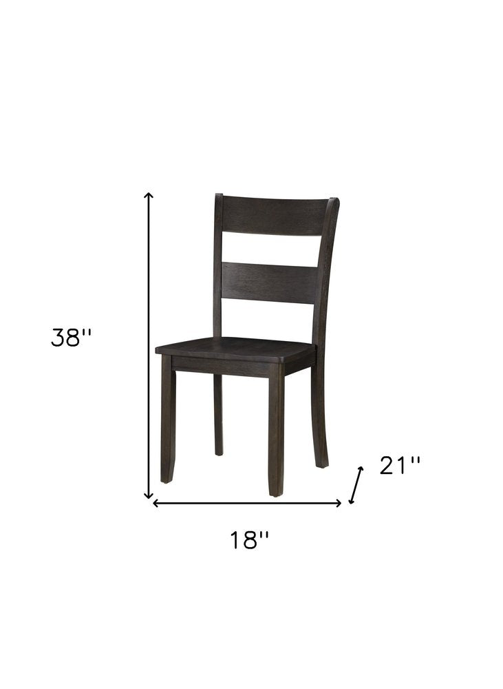 Set of Two Walnut Solid Wood Ladder Back Dining Side Chairs