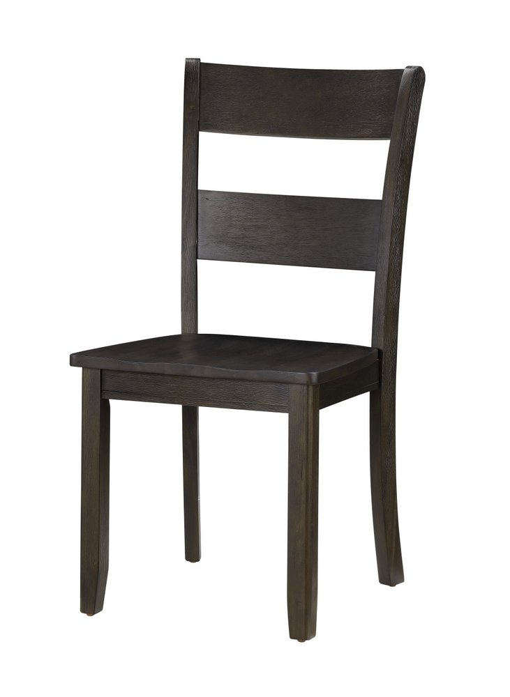 Set of Two Walnut Solid Wood Ladder Back Dining Side Chairs