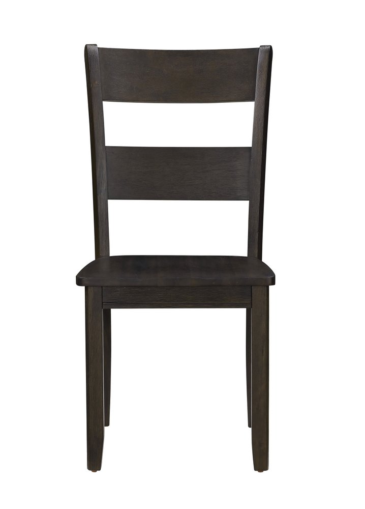Set of Two Walnut Solid Wood Ladder Back Dining Side Chairs