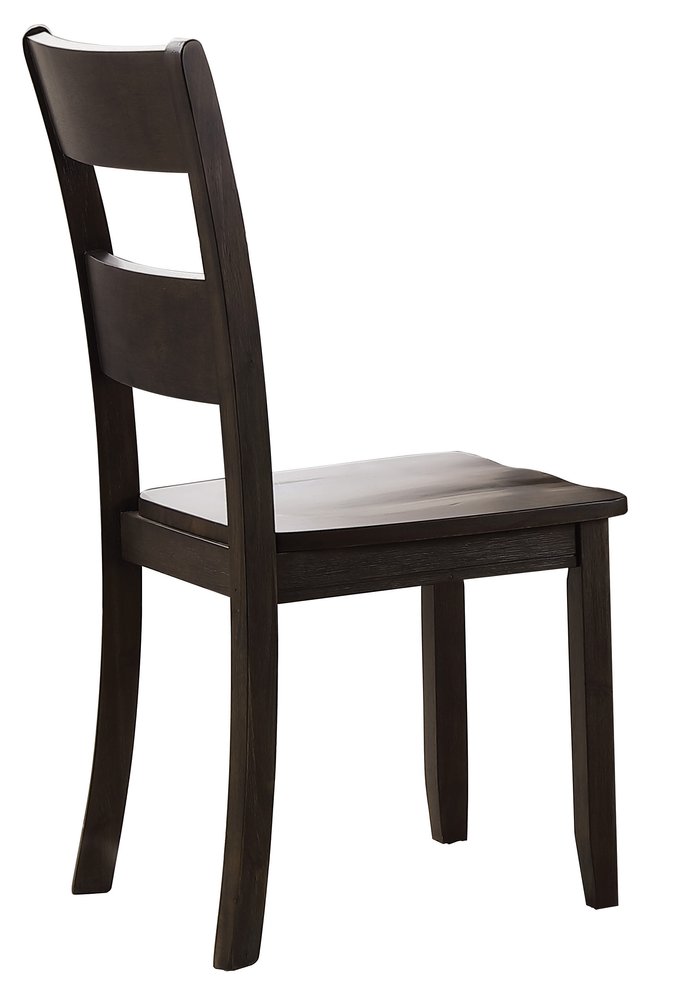 Set of Two Walnut Solid Wood Ladder Back Dining Side Chairs