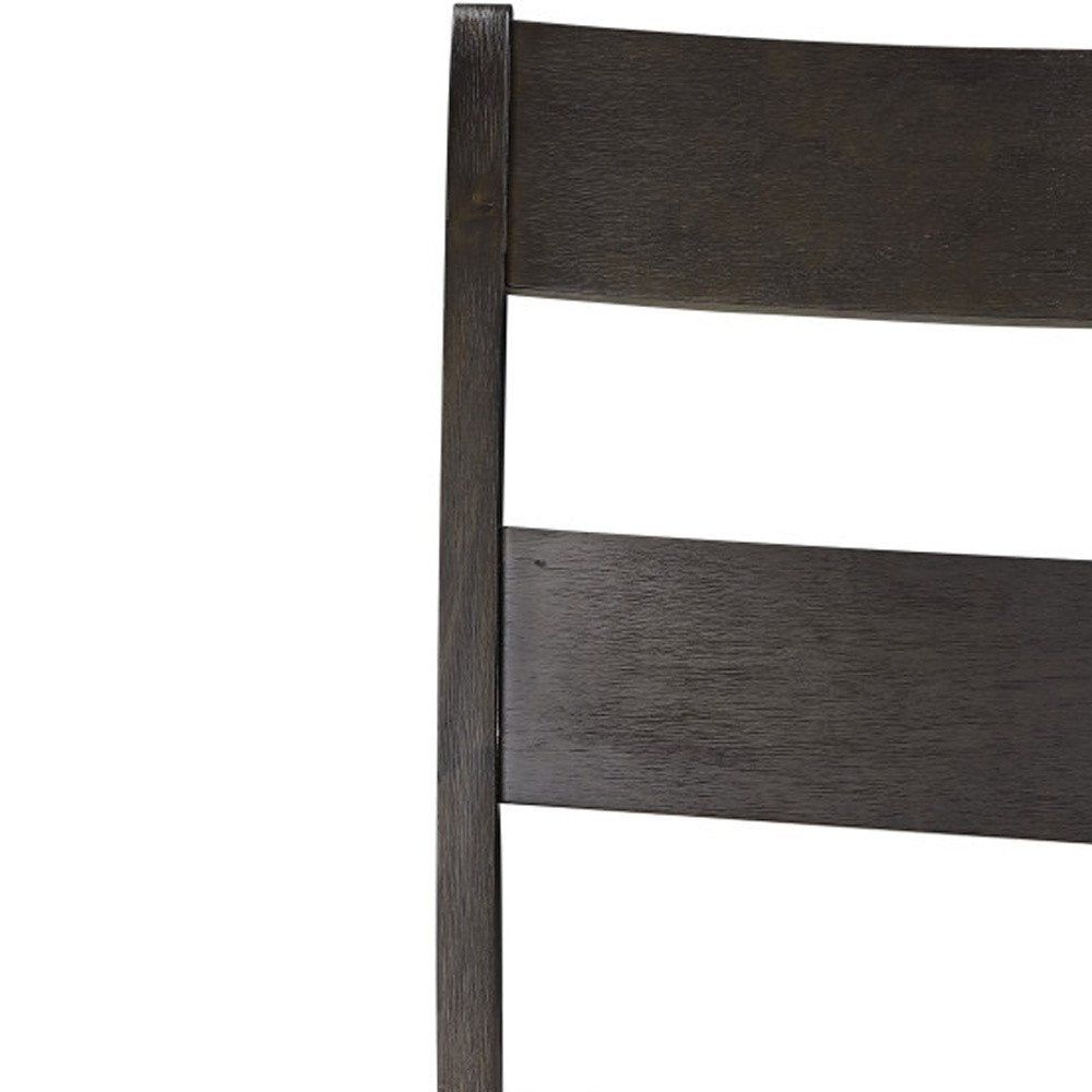 Set of Two Walnut Solid Wood Ladder Back Dining Side Chairs