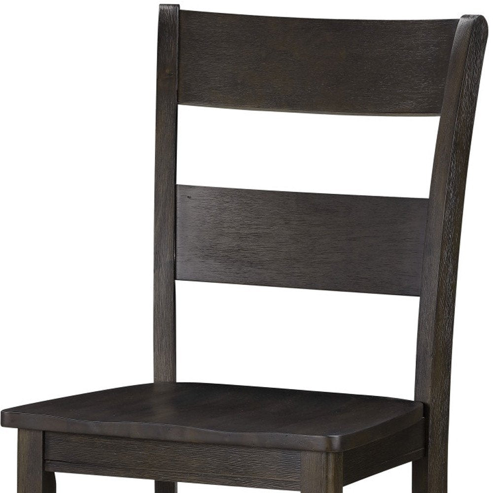 Set of Two Walnut Solid Wood Ladder Back Dining Side Chairs