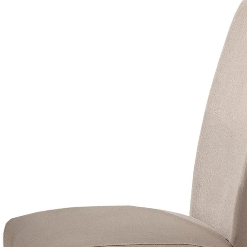 Set of Two Taupe and Dark Brown Linen Dining Side Chairs