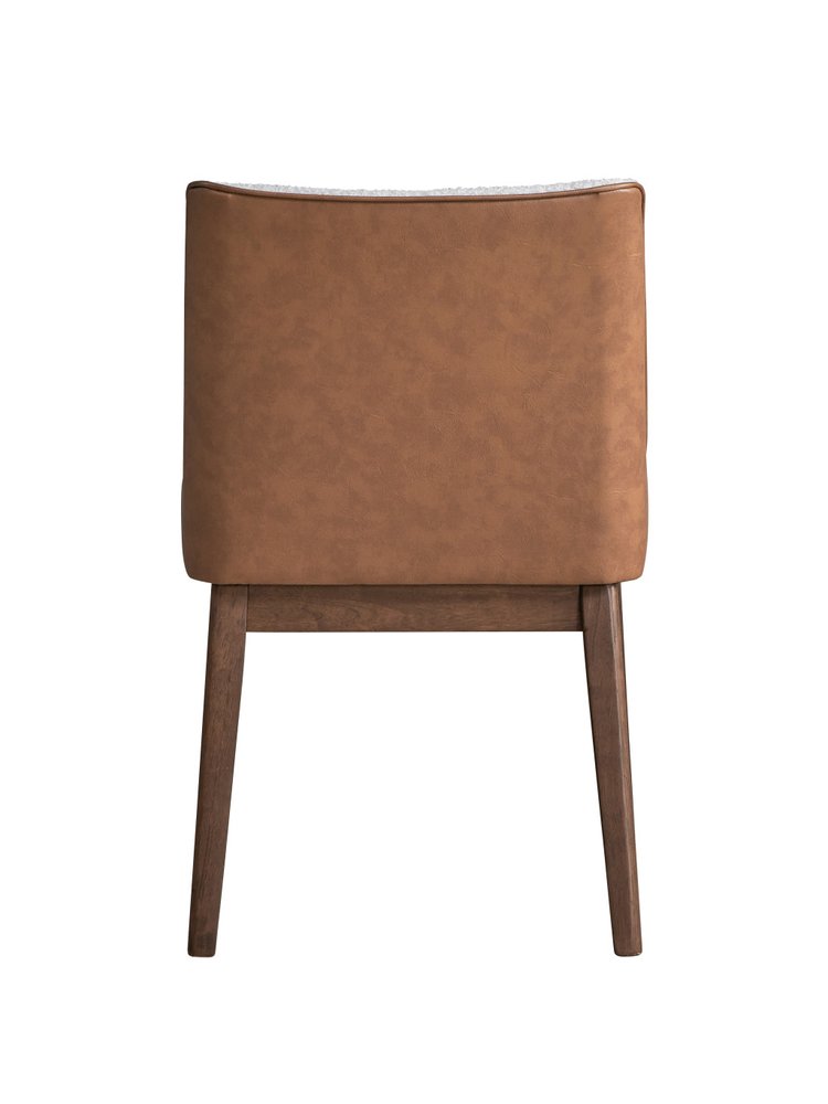 Set of Two White and Brown Velvet Dining Side Chairs