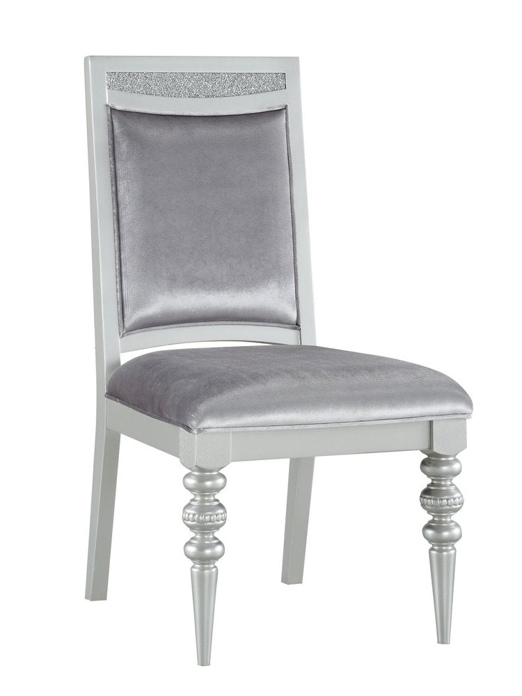 Set of Two Platinum Fabric Dining Side Chairs