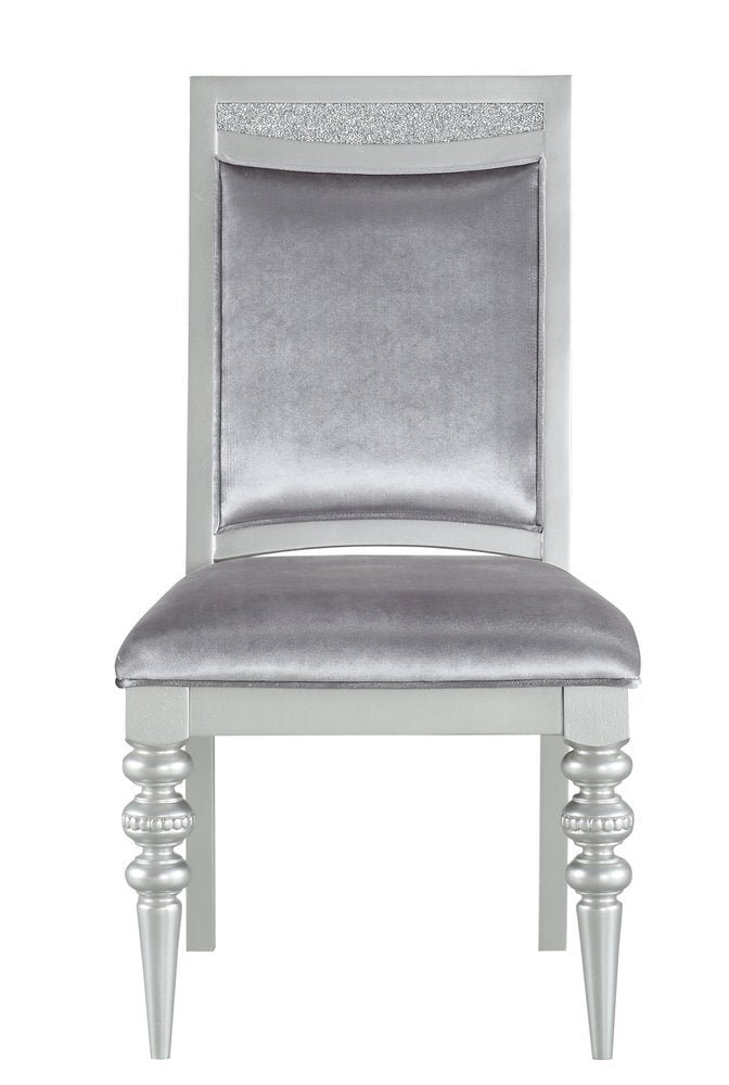 Set of Two Platinum Fabric Dining Side Chairs
