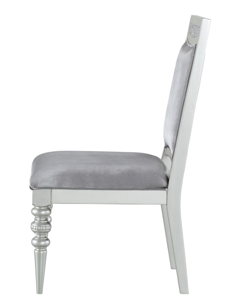 Set of Two Platinum Fabric Dining Side Chairs