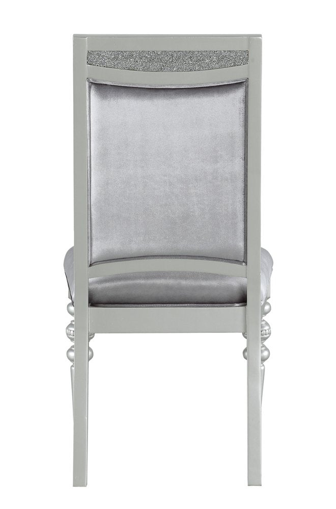 Set of Two Platinum Fabric Dining Side Chairs