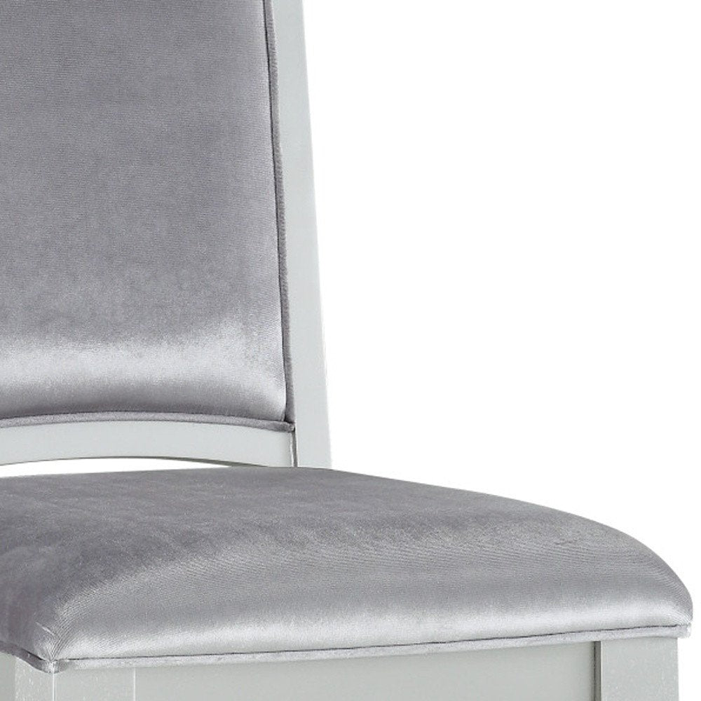 Set of Two Platinum Fabric Dining Side Chairs