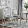 Set of Two Platinum Fabric Dining Side Chairs