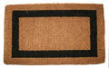 36" X 60" Brown and Black Coir Outdoor Door Mat. Doormat isolated on a plain white background, finished in black.