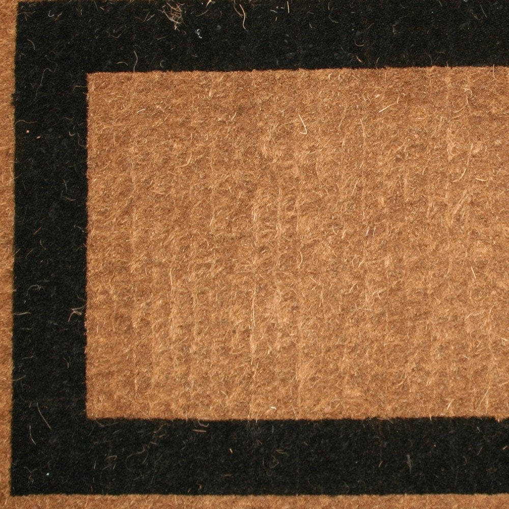 36" X 60" Brown and Black Coir Outdoor Door Mat close-up highlighting the black surface.