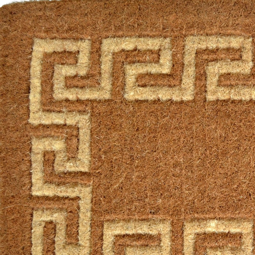 36" X 60" Brown Coir Greek Key Outdoor Door Mat. Doormat in brown.
