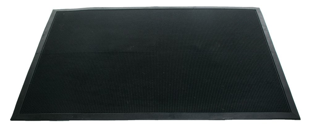 32" X 48" Black Rubber Outdoor Door Mat. Doormat isolated on a plain white background, showing its black color.