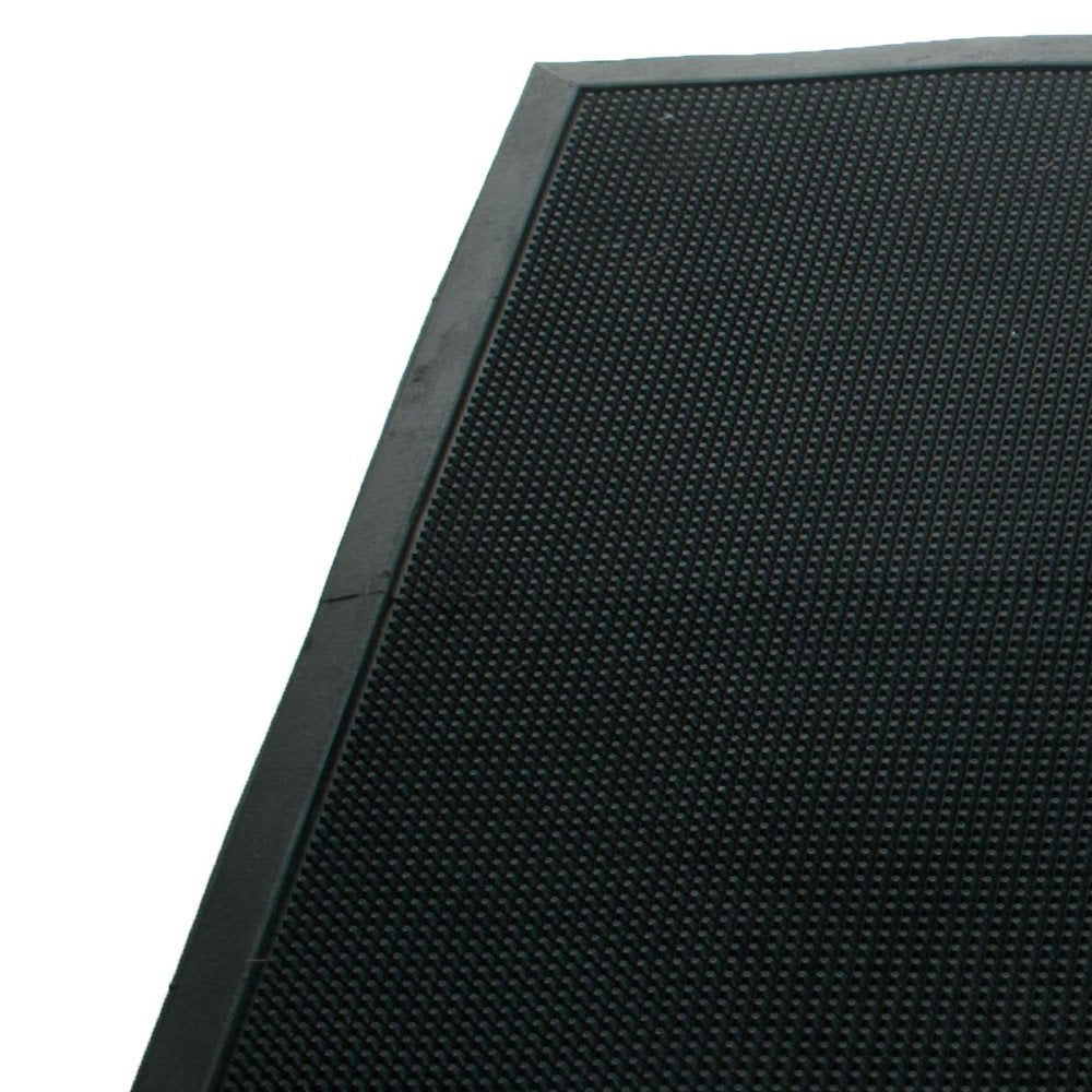 32" X 48" Black Rubber Outdoor Door Mat photographed against a dark studio background in black.