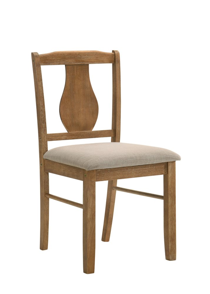 Five Piece Oak Solid Wood Dining Set with Four Chairs on a white background