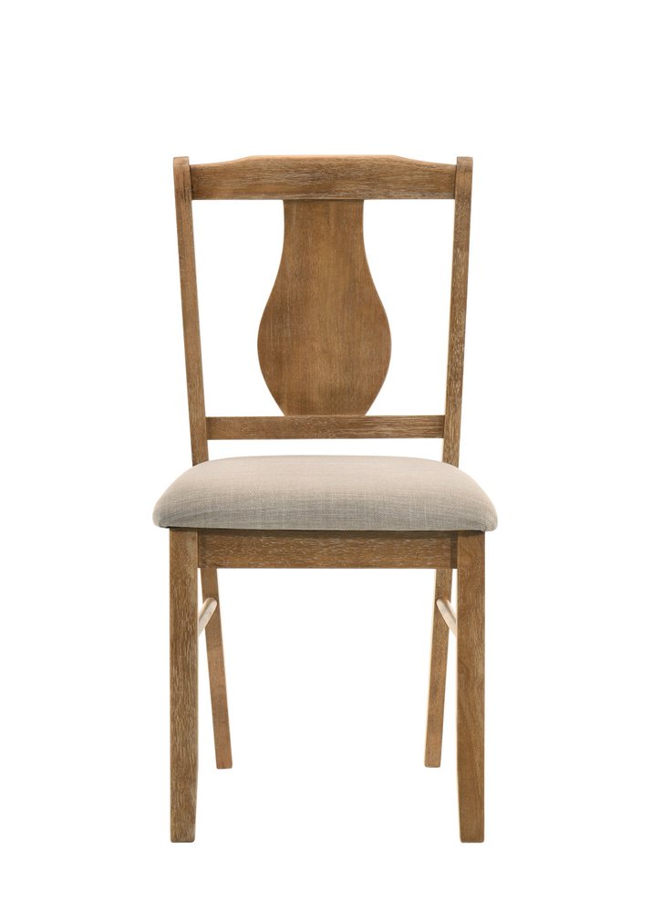 Five Piece Oak Solid Wood Dining Set with Four Chairs on a white background