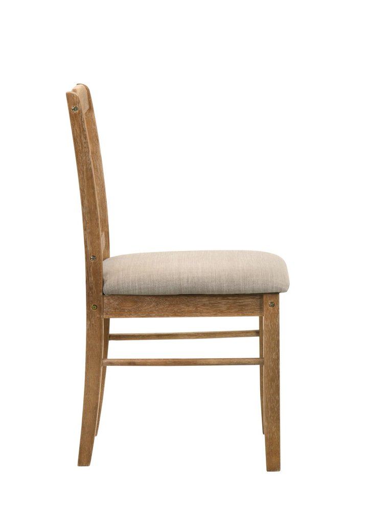 Five Piece Oak Solid Wood Dining Set with Four Chairs on a white background