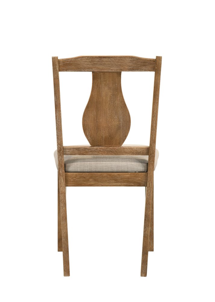 Five Piece Oak Solid Wood Dining Set with Four Chairs on a white background