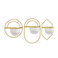 Set of Three Gold And White Metal 10 Ounce Wall Planters on a white background