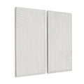 Set of Two White Metal Abstract Hanging Dimensional Sculptures on a white background