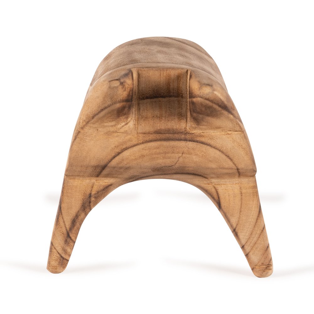 6" Brown Solid Wood Bull Tabletop Sculpture. Sculpture isolated on a plain white background, showing a brown wood surface.