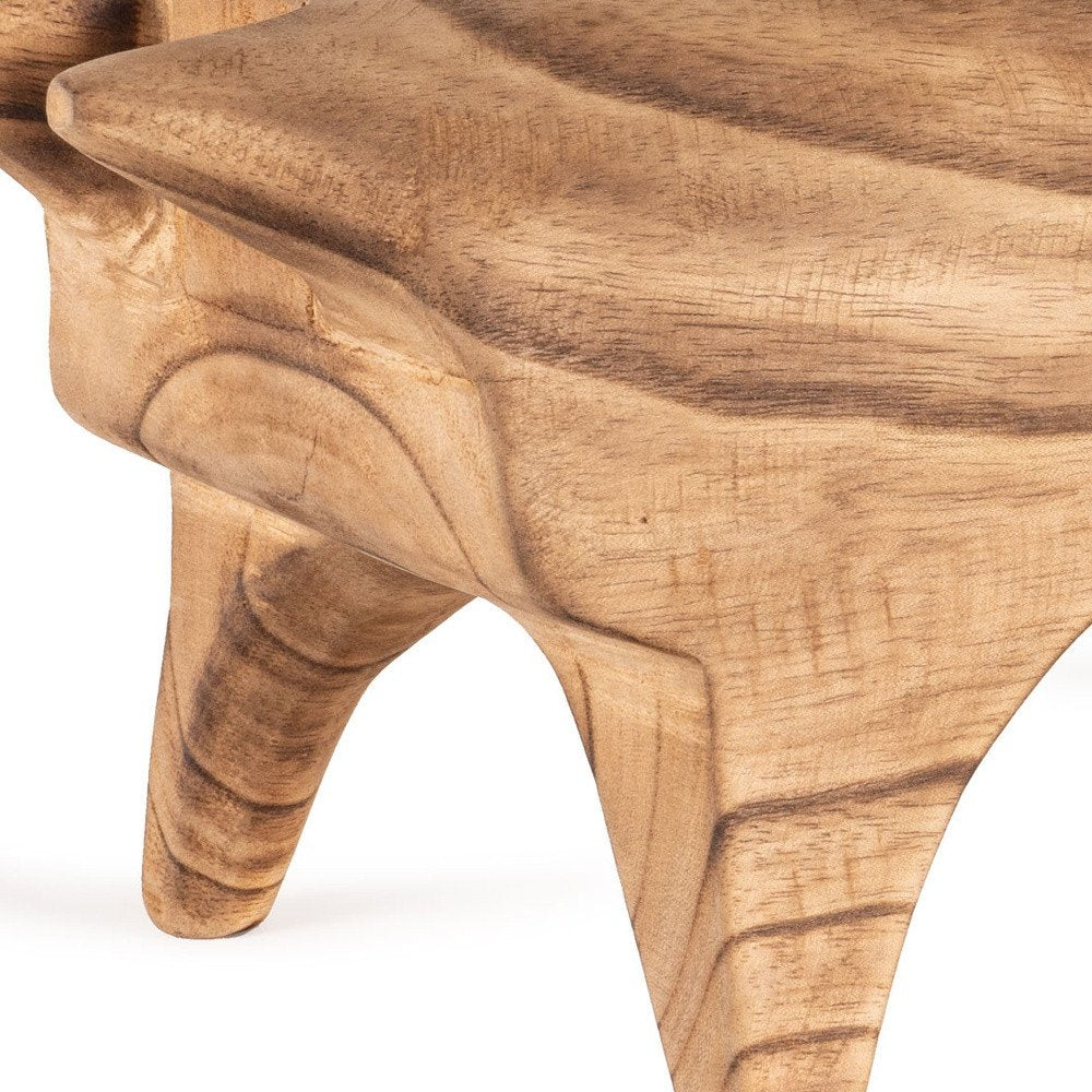 6" Brown Solid Wood Bull Tabletop Sculpture. Sculpture in brown wood.