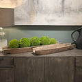 Set of Two Dark Brown Solid Wood Boat Vanity Trays in a home interior
